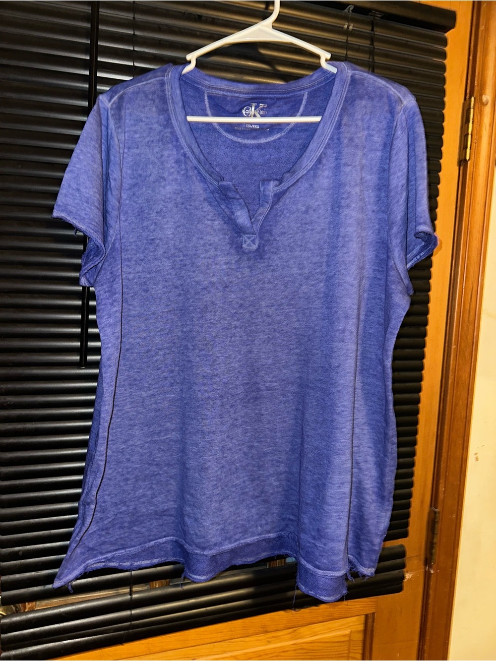 Calvin Klein women's short-sleeve split-neck Henley shirt